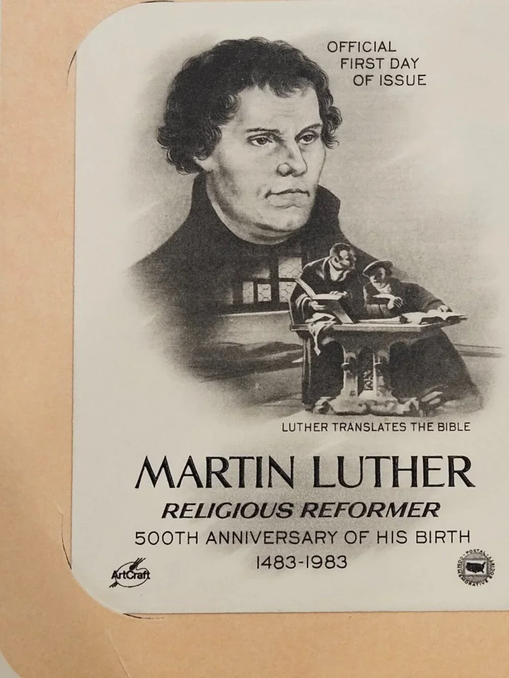 RARE COLLECTIBLE USPS 1ST DAY ISSUE COVER MARTIN LUTHER RELIGIOUS REFORMER STAMP
